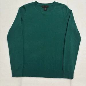 Tahari Sweater Woman M Green 100% 2-PLY Cashmere Pullover Crew Neck Long Sleeve - Picture 1 of 5