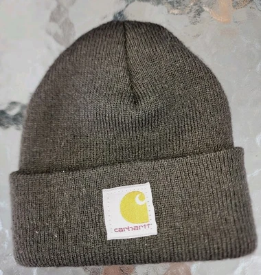 Gorro Carhartt para niños pequeños talla única marrón con puños tejido logotipo acrílico marrón Foto 1 de 2