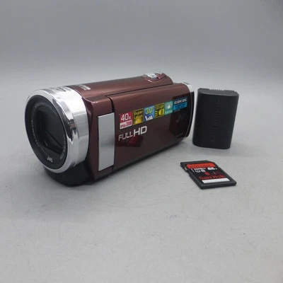 JVC Everio GZ-E205REK Handheld High Definition HDD Camcorder Red Tested - Image 1 of 4