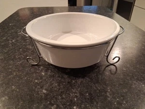 Doppelte Nice Co. Weiß Cassarole Backen Servierform Chrom Ständer - Bild 1 von 9