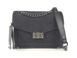 The Kooples Black Denim Emily X Chain Bag Handbag NWTS - Picture 1 of 8