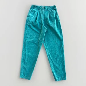 Vintage 80s The Limited Scene Teal Pleated Tapered Pants High Waist Cotton - Picture 1 of 10