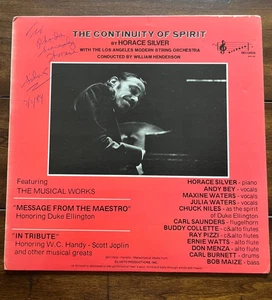 HORACE SILVER CONTINUITY OF SPIRIT RARE 1985 PRIVATE JAZZ LP SIGNED! BLUE NOTE - Picture 1 of 6