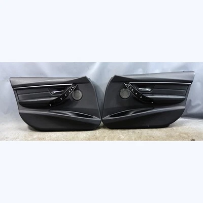 12-19 BMW F30 3-Series F31 4dr Front Interior Door Panel Pair Black Leather OEM - Imagem 1 de 4