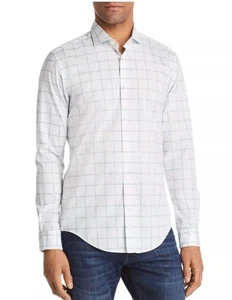 Camisa BOSS Ridley Grid Calce Ajustado Abotonada Blanca/Azul Talla XXL - Imagen 1 de 8