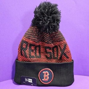 New Era Men's Boston Red Sox MLB Authentic Collection Beanie Knit Hat Lined Pom - Picture 1 of 5