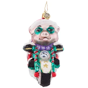 Christopher Radko Low Rider Hog Glass Christmas Ornament 1021519 - Picture 1 of 5