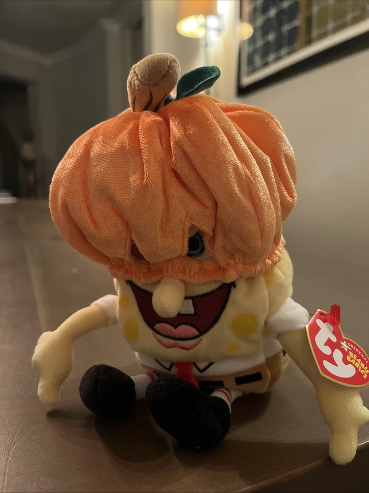 TY 2005 SPONGEBOB PUMPKINMASK BEANIE 婴儿 - 状况完好 带完好标签  — 第 1/1 张图片