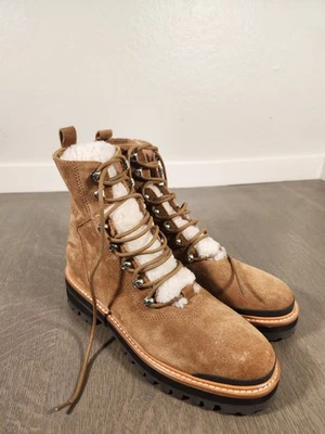 New MARC FISHER MLIZZIE SUEDE LEATHER SHERPA LINED BOOTS 8 Lizzie Brown Tan - Image 1 of 4