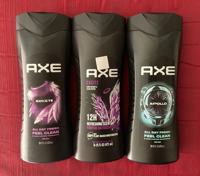 Лот из 3 Axe мужчин: 2 x возбуждение + 1 x Apollo аромат тела мыть 16 унций каждый - Изображение 1 из 4
