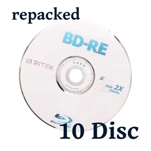 Ritek Blu-ray 25GB BD-RE 2x Re-writable 25 GB Blank Rewritable - 10 Discs - Picture 1 of 1