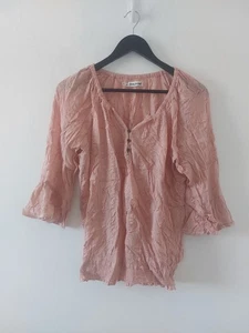 Vintage Womens Cotton Blouse Tunic Top Size 12 14 Pink Indian Boho Hippie - Picture 1 of 11