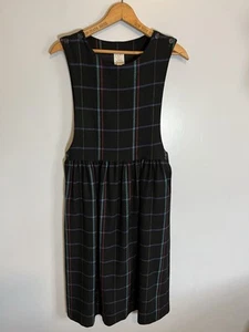 Vintage Drop Waist Plaid Wool Midi Sleeveless 6 Dress Made In USA - Bild 1 von 4