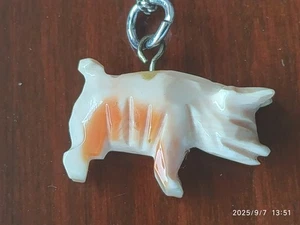 VINTAGE 925 SILBER KETTE MIT HARTEN STEIN SCHWEIN ANHÄNGER - Bild 1 von 6