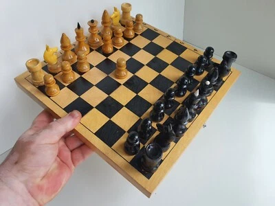 Wooden Soviet Vintage Chess in good condition. Made in the USSR, Wooden Board - Image 1 of 4