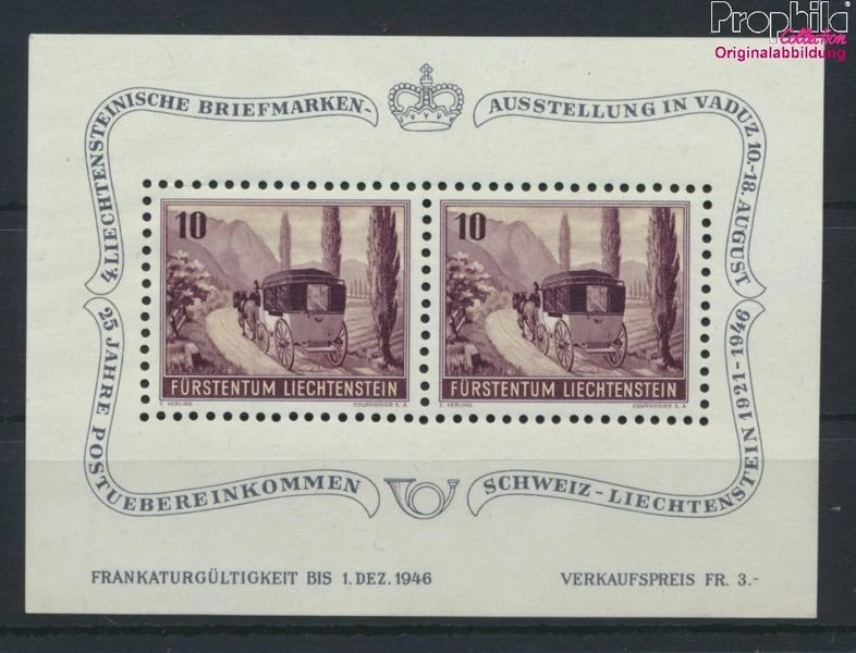 Liechtenstein bloque 4 (edición completa) con bisagra 1946 exposición de sellos (9785545 Foto 1 de 1