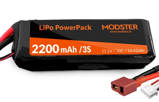 LiPo Pack 3S 11,1V 2200 mAh 30C (Deans) MODSTER PowerPack  - Bild 1 von 1