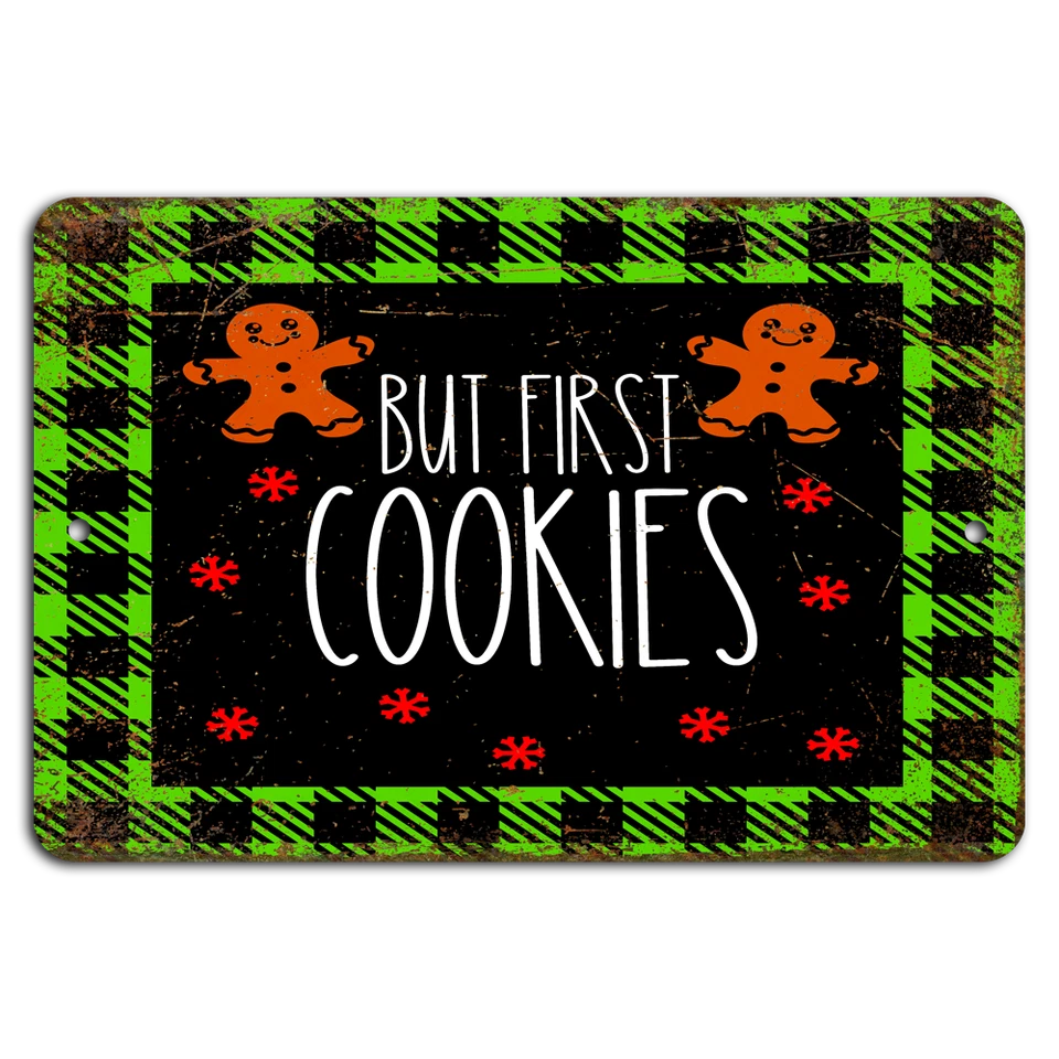 Pero primero, ¡galletas! Letrero rústico a cuadros Foto 1 de 1