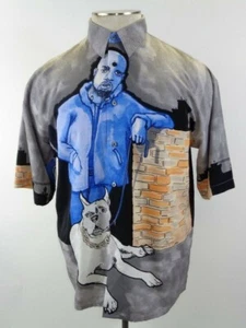 Vintage Up Ro's 80's Pitbull Dog Urban Slum Graffiti Print Shirt Men's 2XL - Bild 1 von 6