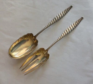 WHITING Sterlingsilber OVAL TWIST Muster SALAT SET Gabel & Löffel 9,5" KEIN MONO - Bild 1 von 15