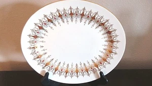 Royal Crown Derby Bone China Cherbourg Oval 13" Serving Platter Red/Gold - Picture 1 of 4