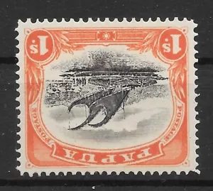 PAPUA SG58w 1908 1/= BLACK & ORANGE WMK INV MTD MINT - Bild 1 von 1