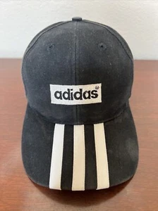 Vintage Adidas 3 Stripe Baseball Cap Embroidered Logo Snapback 100% Cotton *READ - Picture 1 of 14