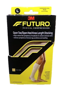 3M ~ knielanger Strumpf mit offener Ferse & Zehenpartie ~ feste Kompression ~ beige ~ großer ~ fehlerhafter Karton - Bild 1 von 4