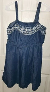 Justice Denim Embroidered Ruffle Girl's Dress, SZ 16 Plus-Missing Belt - Picture 1 of 6