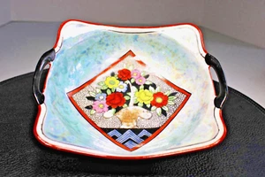Noritake Vintage Japan Porcelain Square Bowl with 2 Handles, Hand Painted - Picture 1 of 6