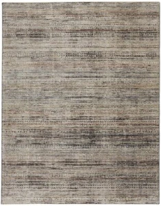 4' X 6' Ivory Gray And Black Abstract Distressed Area Rug With Fringe - Picture 1 of 1