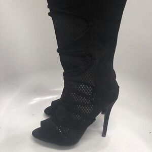 Qupid Ara Women's Black Knee-High Heels Size 6 OS607