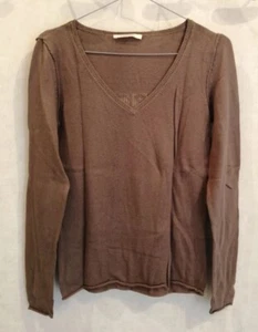 Pull fin marron taupe écritures dos dorées T36 Camaïeu (1609017) F - Imagen 1 de 4
