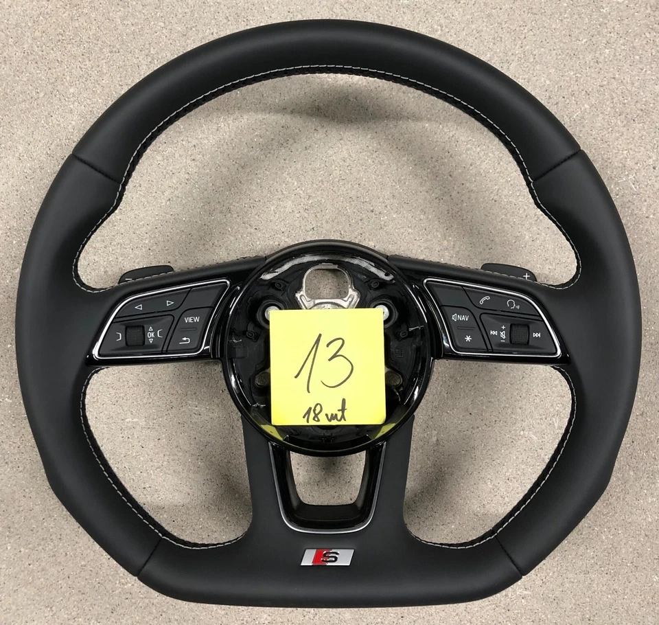 Audi A4 S4 A5 S5 Q5 SQ5 Flat Bottom Black Leather Steering Wheel # 13-8W0419091A - Image 1 of 1