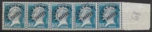 FRANCE PREOBLITERE PASTEUR BANDE DE 5 N° 68 NEUVE ** SANS CHARNIERE  COTE 1500 € - Picture 1 of 2