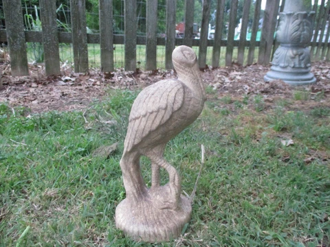 GORGEOUS OLD POTTERY CRANE, STORK, EGRET BIRD VINTAGE GARDEN ORNAMENT BIRDBATH Cover