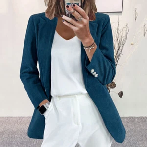 Damen Cord Anzugjacke Slim Fit Blazer Sakko Jacke Herbst Cordjacke Businessjacke - Bild 1 von 22
