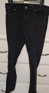 Smoke & Ash Men's Black Denim Distressed Jeans Size 36x32 - Picture 1 of 4