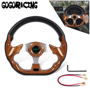 12.5" 320mm Universal Flat Dish D Shape Racing Steering Wheel 6 Hole Horn Button - Picture 1 of 11