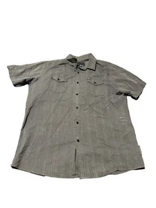 Ripcurl Men’s Button Up Shirt Size 2XL Grey Short Sleeve Logo Slim Fit - Picture 1 of 5