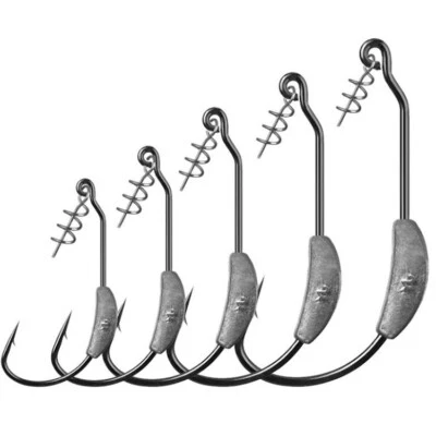 B&W TACKLE Weighted Offset Worm Hooks w/ Twist lock~ Choose Size / Weight FREE shipping