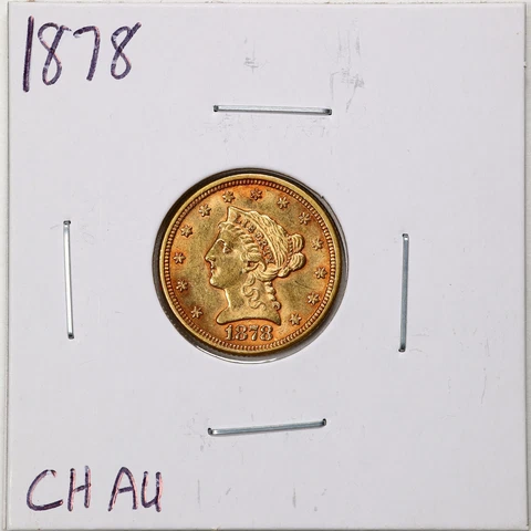 1878 $2.50 Liberty Head Gold Quarter Eagle in Choice AU Condition #08844 Cover