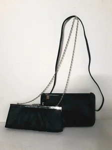 Black Handbags Lot 2 Evening Dressy Anne Klein Purse & Jessica McClintock Clutch - Picture 1 of 6