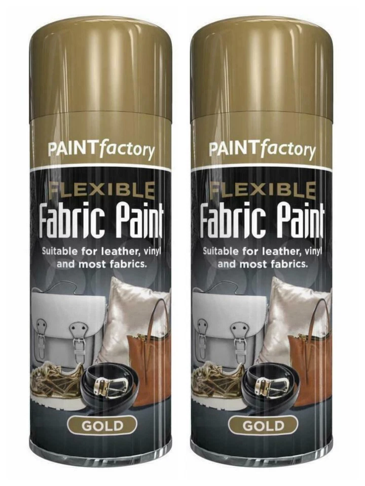 2x Gold Stoff Sprühfarbe flexibel für Leder Vinyl Textil Basteln 200ml - Bild 1 von 1