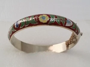 Brazalete Brazalete Vintage Años 70 Exportación China Plata 925 Esmalte Cloisonné - Imagen 1 de 10