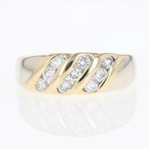 .91ctw Round Cut Diamond Three-Row Wedding Band 14k Multi-Tone Gold Size 12.25 - Picture 1 of 7