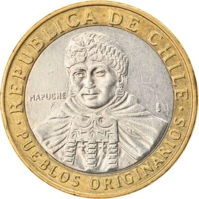 Chile 100 Pesos | 100 Coins | Mapuche Indian Woman | KM236 | 2001 - 2021 - Image 1 of 4