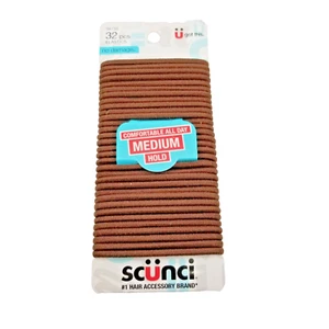 Scunci U Got This No-Damage Medium Hold 4mm Haargummis, braun, 32 Stück - Bild 1 von 3