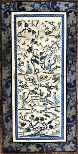 Antiker chinesischer Läufer/Tischdecke Seide auf Seide Stickerei Ende 19. Jahrhundert - Bild 1 von 7