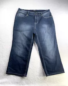 Roz & Ali Jeans Womens 16 Blue Stretch Denim Capri Dark Wash 23" Inseam - Picture 1 of 6